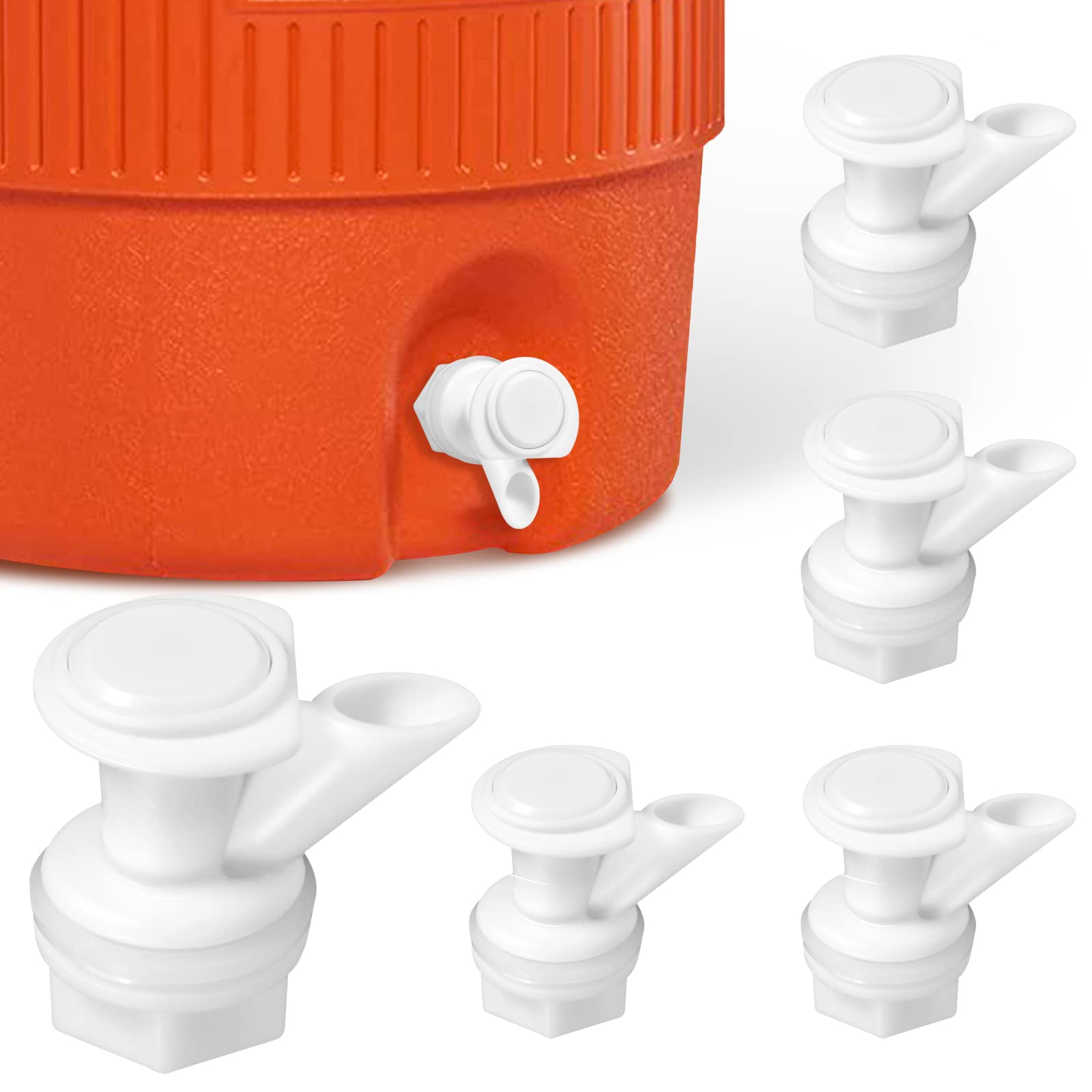 3Pcs Push Button Water Spigot Replacement, Reusable Compatible with Igloo 2, 3, 5, and 10 Gallon Water Cooler, BPA-Free, Durable 5 Gallon Bucket Spigot (White)