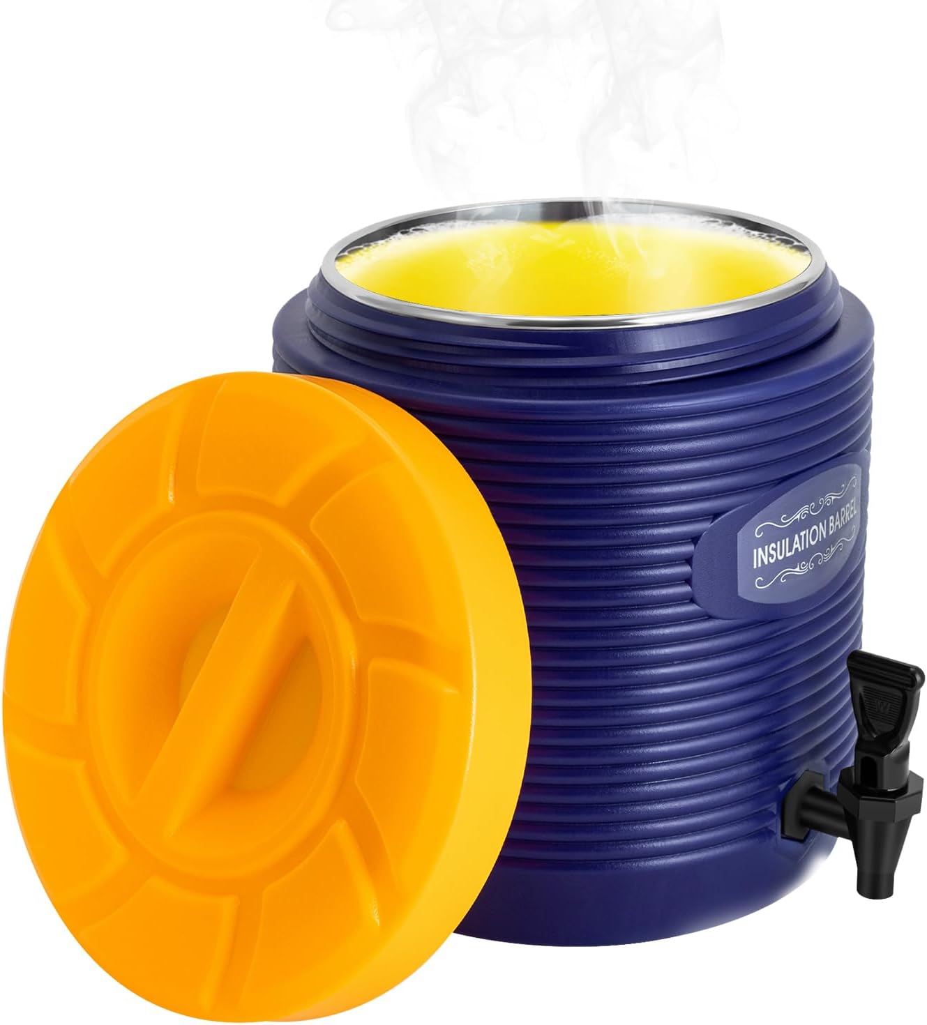 Stainless Steel Insulated Beverage Dispenser 6.6 Gallon with Spigot Double Walled Beverage Dispenser Insulated Thermal Hot and Cold Coffee Carafe Insulated Soup Pan Carrier for Party Tea, Milk, Water