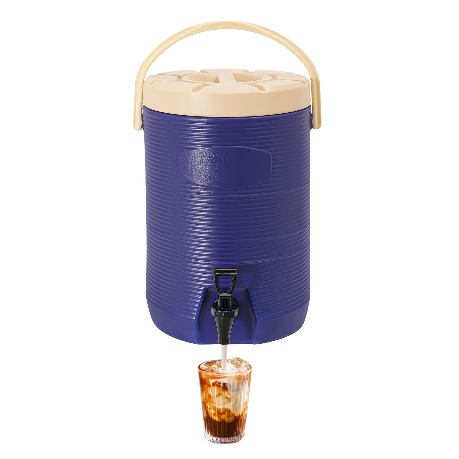 Insulated Beverage Dispenser - 4.5 Gal Stainless Steel Hot and Cold Drink Dispenser with Spigot & Handle, Commercial Thermal Container for Water Coffee Drink Catering Restaurant (Brown)