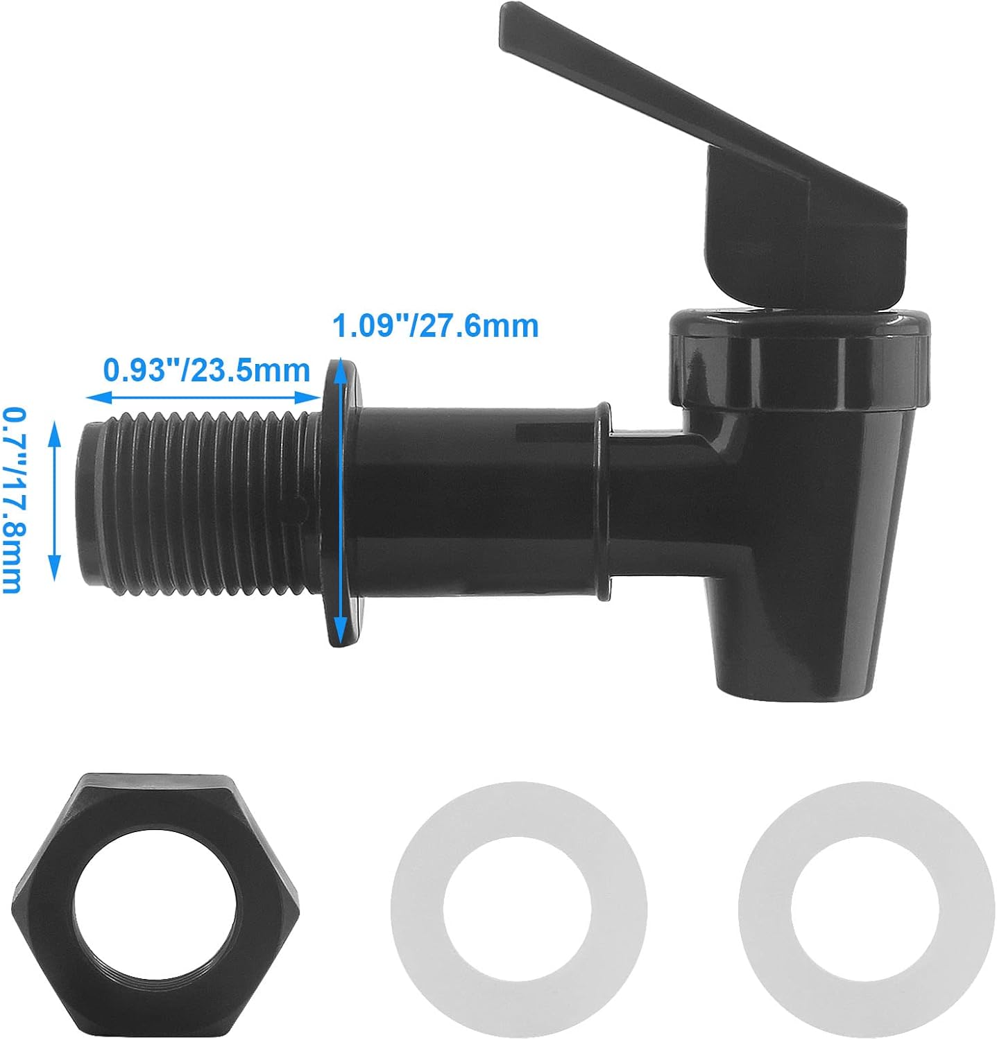 2 Pcs BPA-Free Replacement Cooler Faucet Water Bottle Jug, Water Dispenser Tap Set Reusable Spigot Spout Water Beverage Lever Pour Dispenser Valve Water Crock Tap (Black)