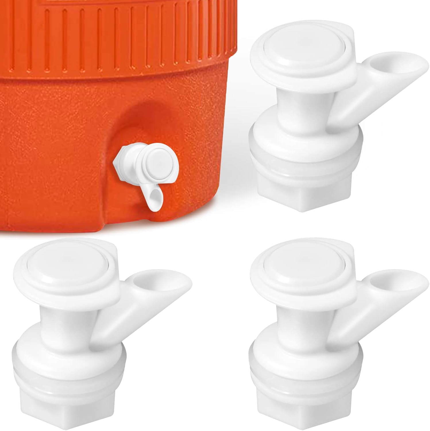3Pcs Push Button Water Spigot Replacement, Reusable Compatible with Igloo 2, 3, 5, and 10 Gallon Water Cooler, BPA-Free, Durable 5 Gallon Bucket Spigot (White)