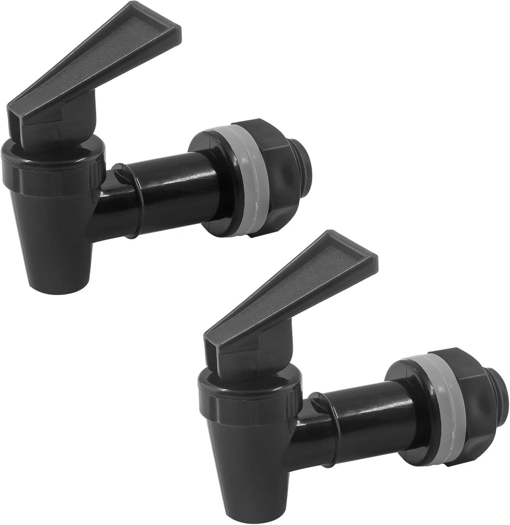 2 Pcs BPA-Free Replacement Cooler Faucet Water Bottle Jug, Water Dispenser Tap Set Reusable Spigot Spout Water Beverage Lever Pour Dispenser Valve Water Crock Tap (Black)