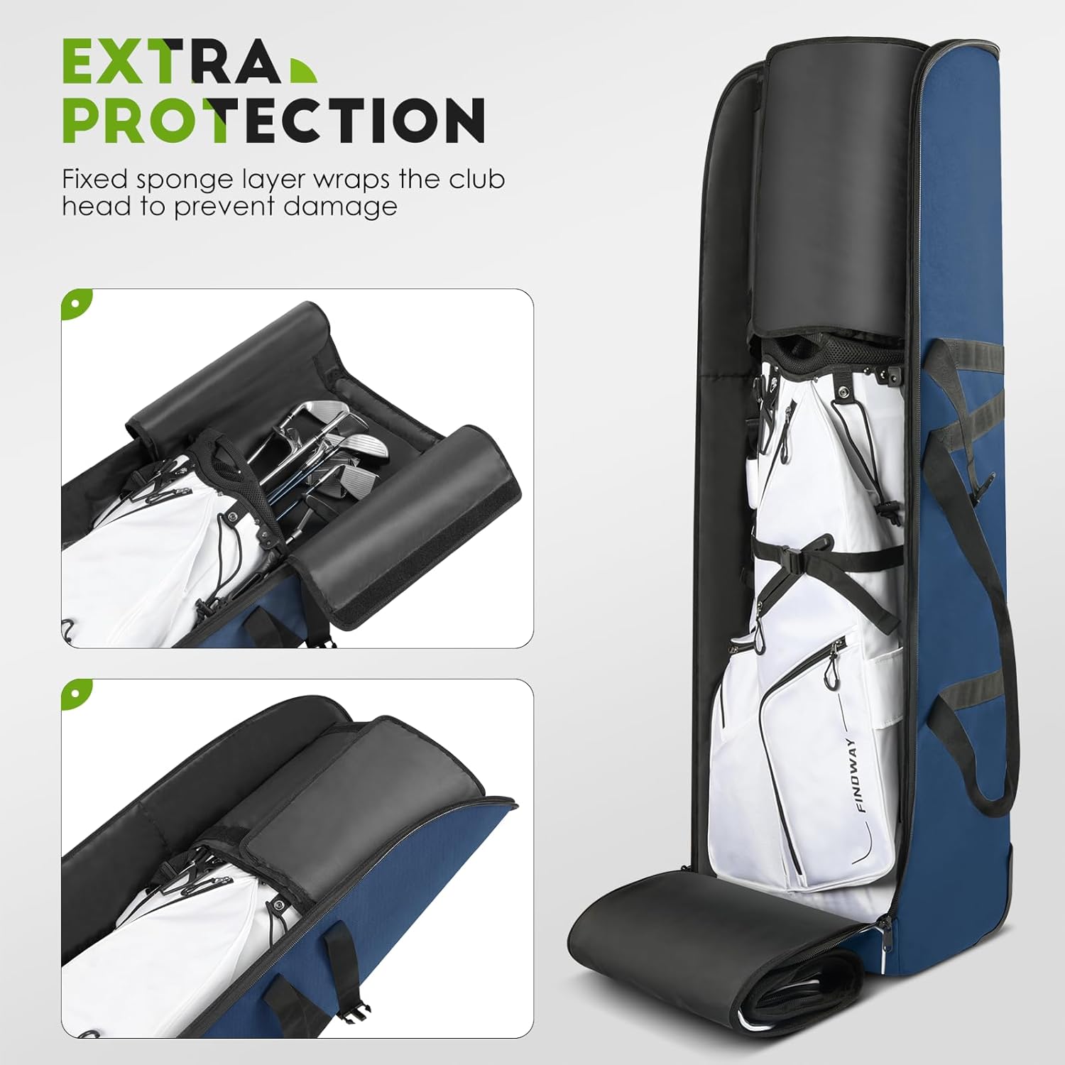findway Golf Travel Bag for Airlines 900D Heavy Duty Oxford Golf Travel Case with Wheels, Golf Travel Cover with Club Protector Liner for Men Women
