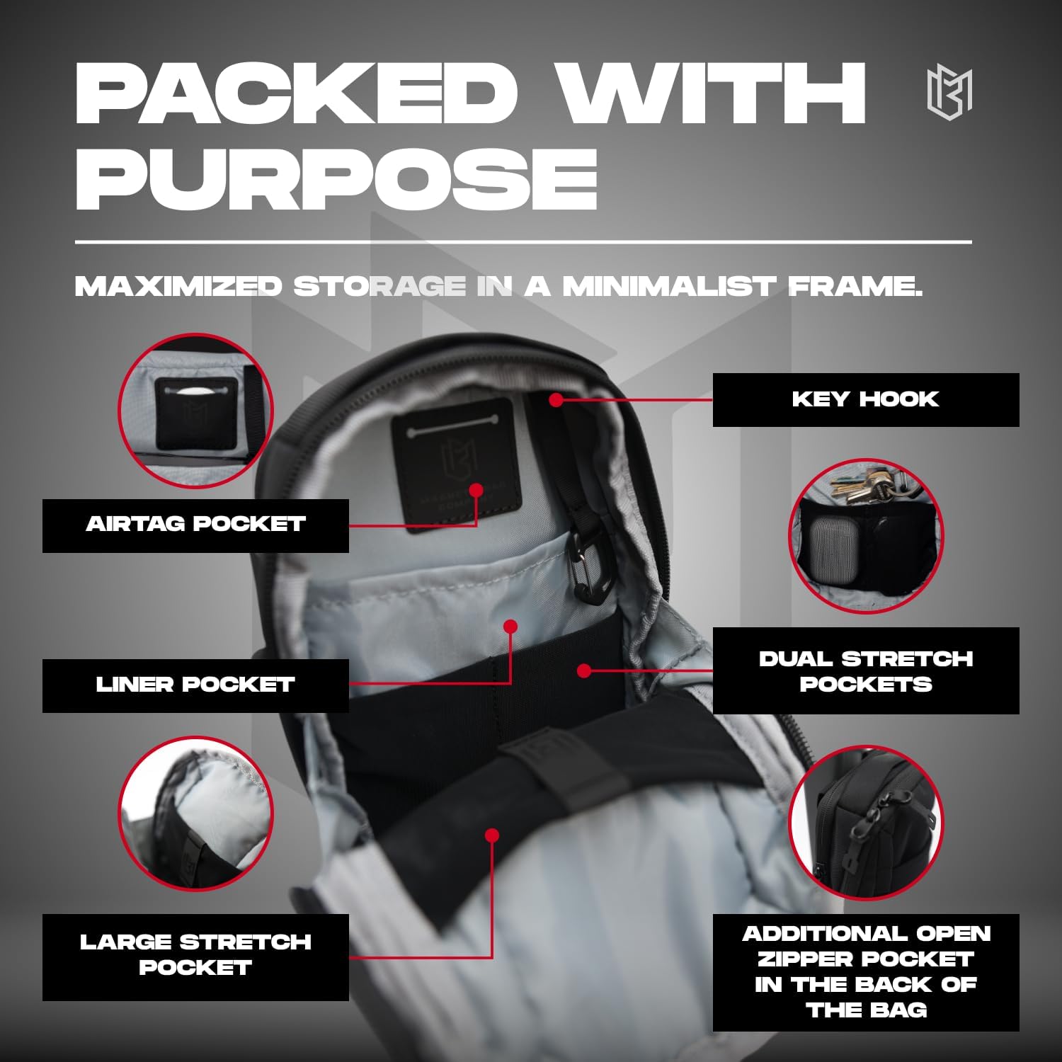 Magnetic Bag Company - Crossbody Bag Sling Chest Bag for Men and Women | Magnetic Gym & Travel Bag