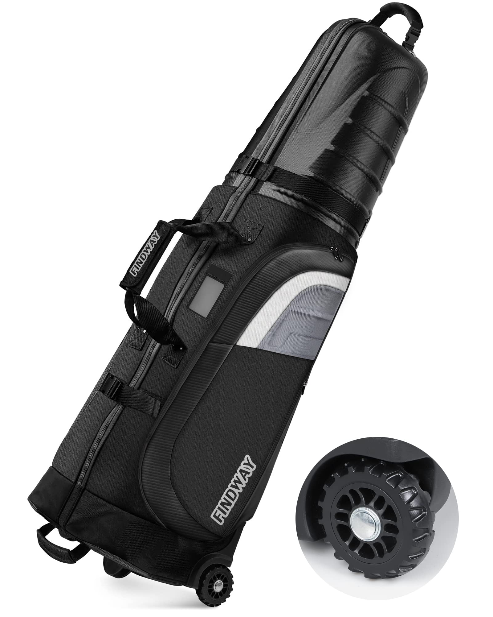 Findway Golf Travel Bags for Airlines with Wheels and ABS Hard Case Top, Protect Your Clubs, Waterproof 1680D Oxford Fabric and Oversize Tank Wheels, Lightweight and Easy to Maneuver