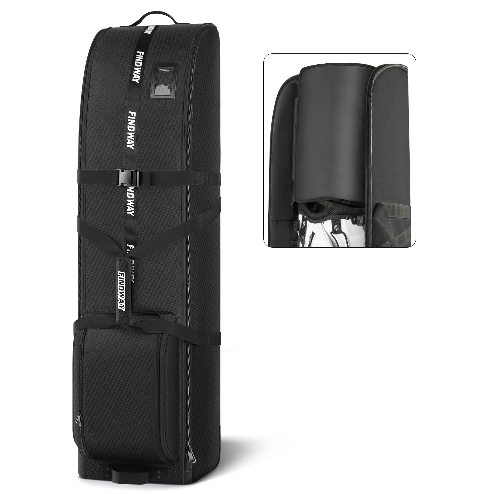 findway Golf Travel Bag for Airlines 900D Heavy Duty Oxford Golf Travel Case with Wheels, Golf Travel Cover with Club Protector Liner for Men Women