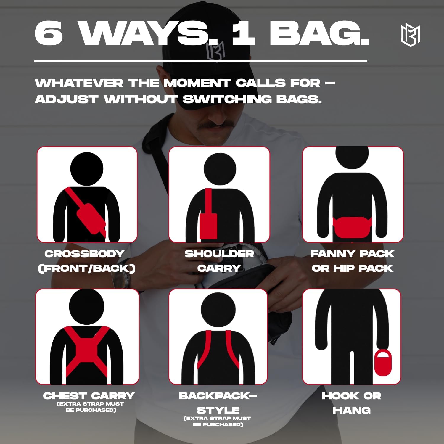 Magnetic Bag Company - Crossbody Bag Sling Chest Bag for Men and Women | Magnetic Gym & Travel Bag