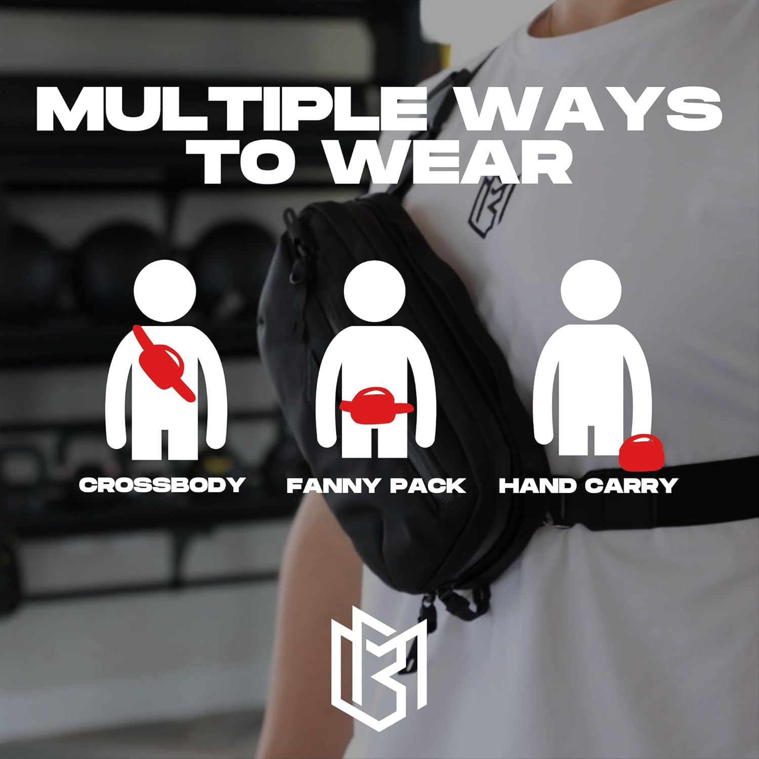 Magnetic Bag Company - Black Fanny Bag Sling Chest Bag for Men and Women | Magnetic Gym Bag for Gym, Travel, Work, and Sports | Keep Your Items Off the Dirty Gym Floor with Magnetic Attachment