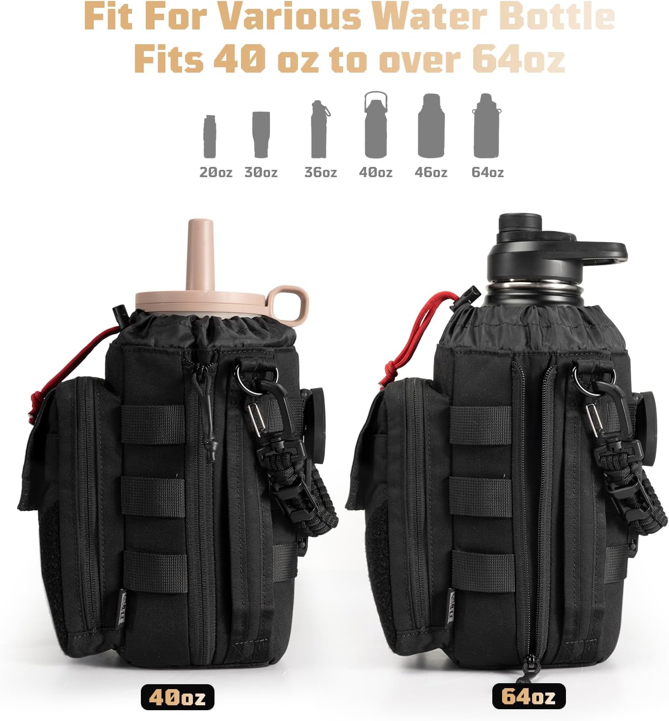 Magnetic Gym Bag for Men,Magnetic Gym Water Bottle Bag with Phone Pockets&40 64oz Multiple Size, Water Bottle Holder with Adjustable Shoulder, Ideal for Fitness,Sports,Travel