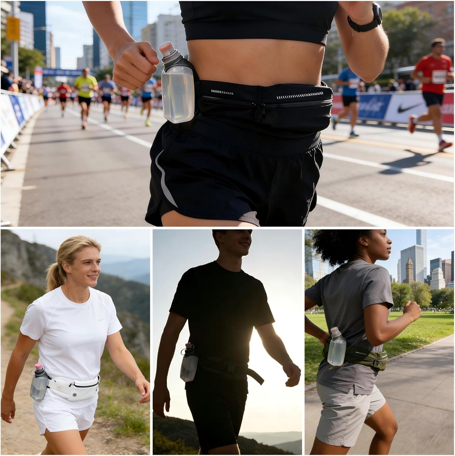 Water Bottle for Running No-Bounce with Quick-Clip & Dust-Proof Cap 8.8oz(250ml) BPA-Free Soft Flask for Running Walking Hiking Cycling(1 Pack)