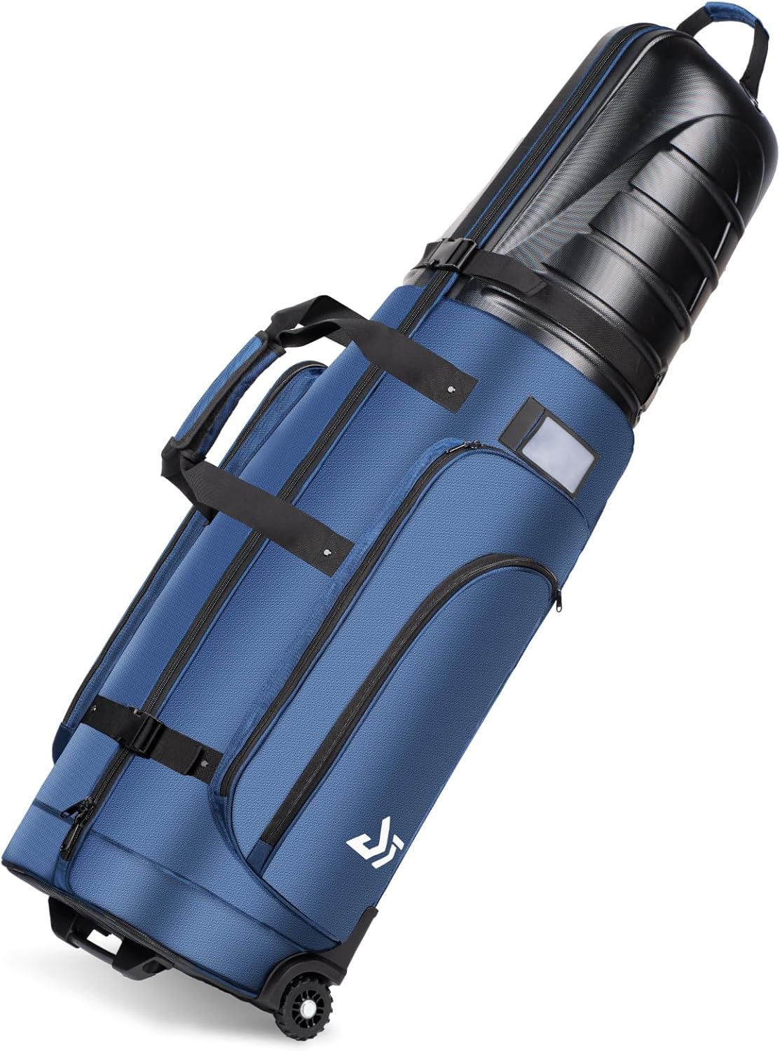 Golf Travel Bag for Airlines, ABS Hard Shell Top, 1680D Oxford Cloth, 4 Side Pockets, Two 4 Inch Wheels, Lockable Zippers, Foldable Club Travel Case