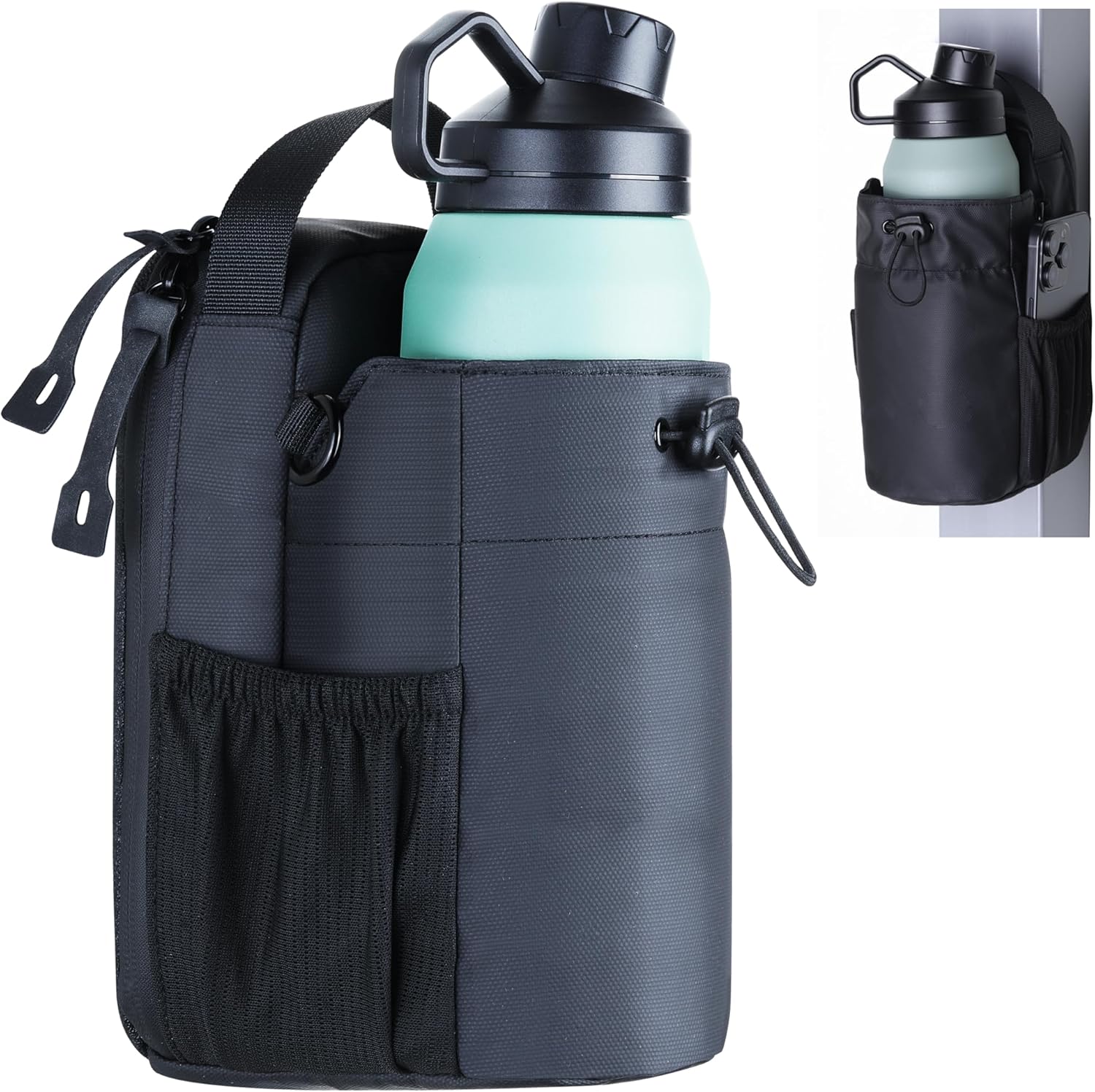 Magnetic Gym Bag Women and Men | Compact Sling Bag with Phone Pocket, Strong Magnet Base, and 46oz Holder | Water Bottle Holder for Gym and Crossbody Bag Organizer