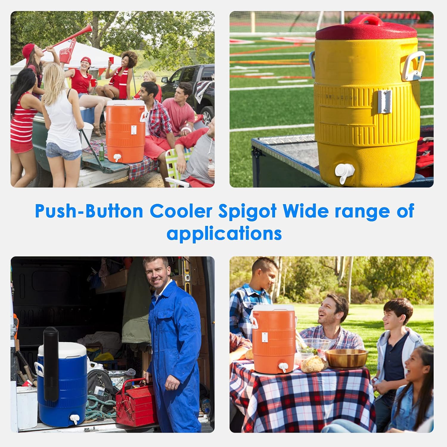 3Pcs Push Button Water Spigot Replacement, Reusable Compatible with Igloo 2, 3, 5, and 10 Gallon Water Cooler, BPA-Free, Durable 5 Gallon Bucket Spigot (White)